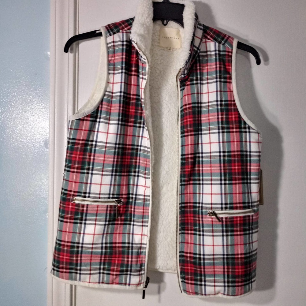 Copper Key Reversible plaided pullover vest size S New With Tag